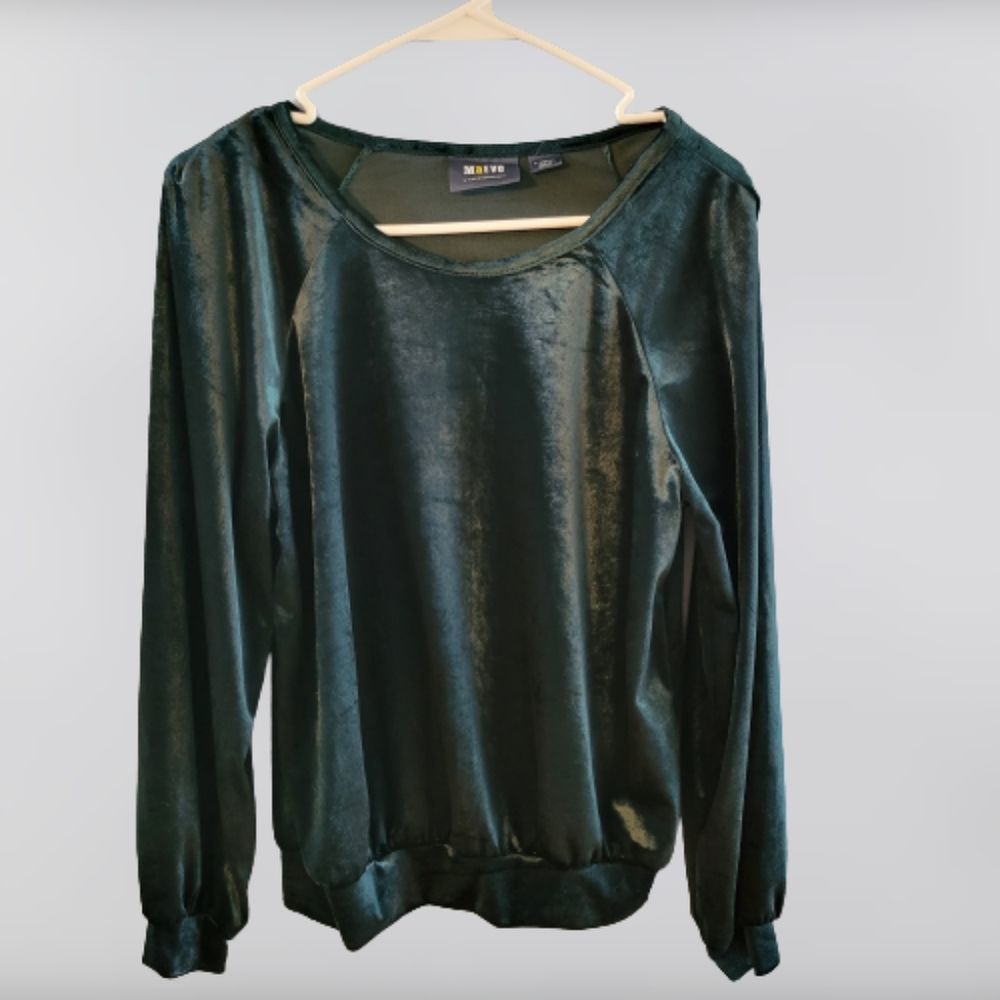 Maeve by anthropologie Emerald green velour top